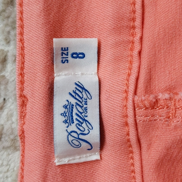 Royalty Double Button Ankle Cropped Pants 8 Orange Peach - Picture 3 of 16